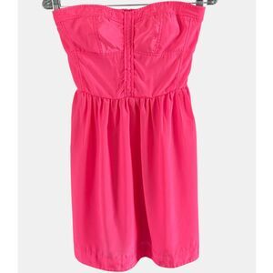Roxy Hot Pink Strapless Smocked Mini Dress Size S